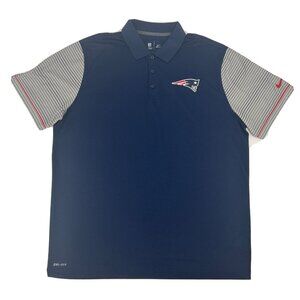 New England Patriots Nike Shirt Men XXL Blue Short Sleeve‎ Polo Dri-Fit On Field